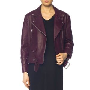 Vintage Faux Leather 80’s Moto Jacket in Burgundy